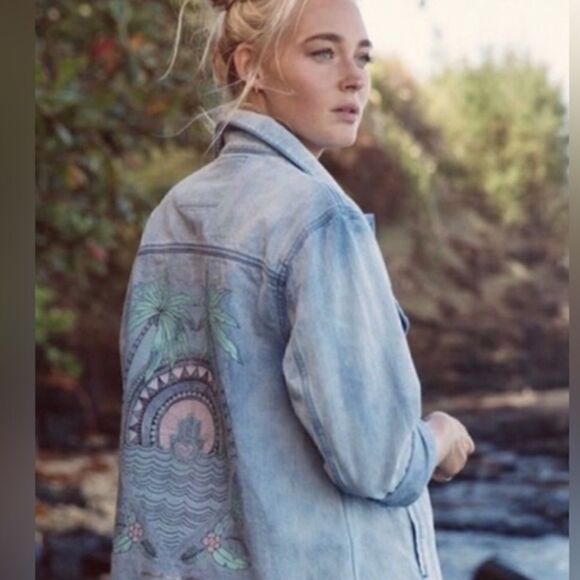 Spiritual Gangster Jackets & Blazers - Spiritual Gangster Hamsa Denim Jacket Size Small